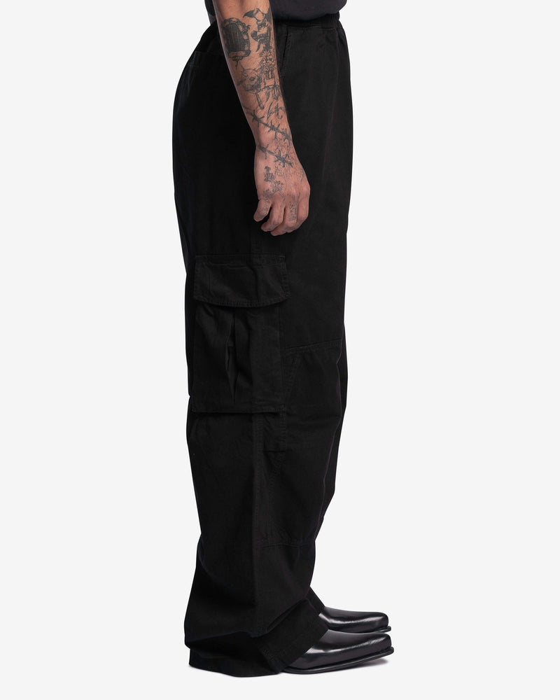 Willy Chavarria Men's Pants Summer Cargo in Solid Black
