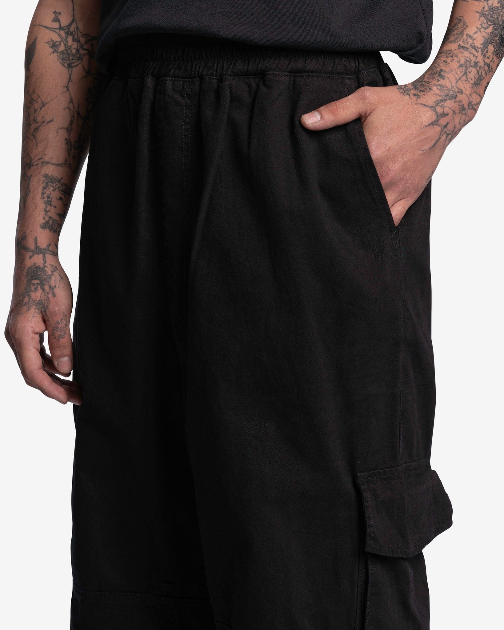 Willy Chavarria Men's Pants Summer Cargo in Solid Black