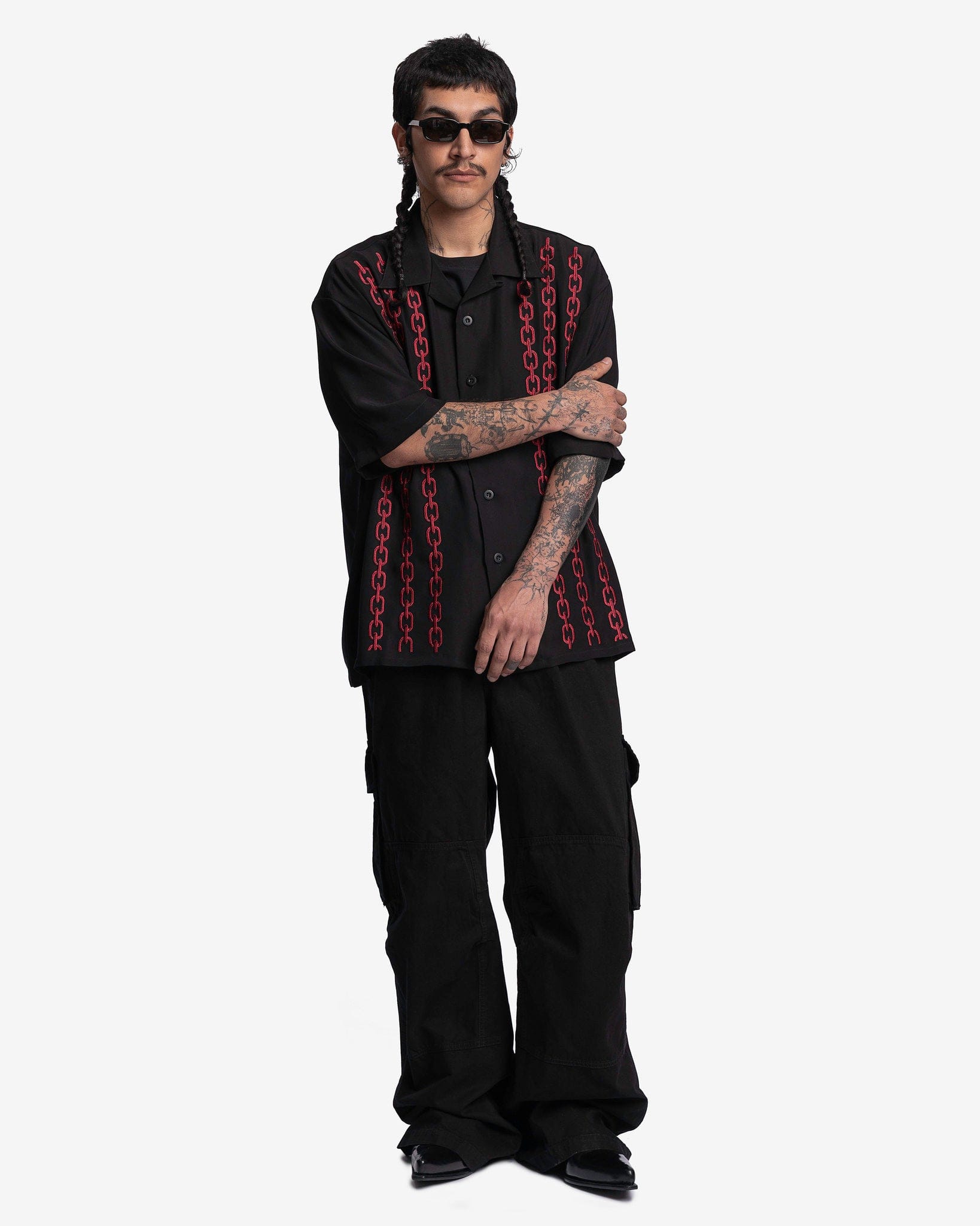 Willy Chavarria Men's Pants Summer Cargo in Solid Black