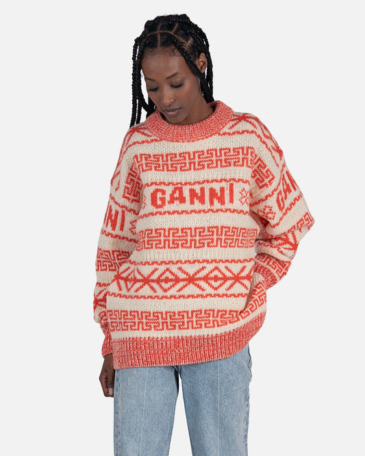 Ganni Women Tops Summer Lambswool Pullover in Egret