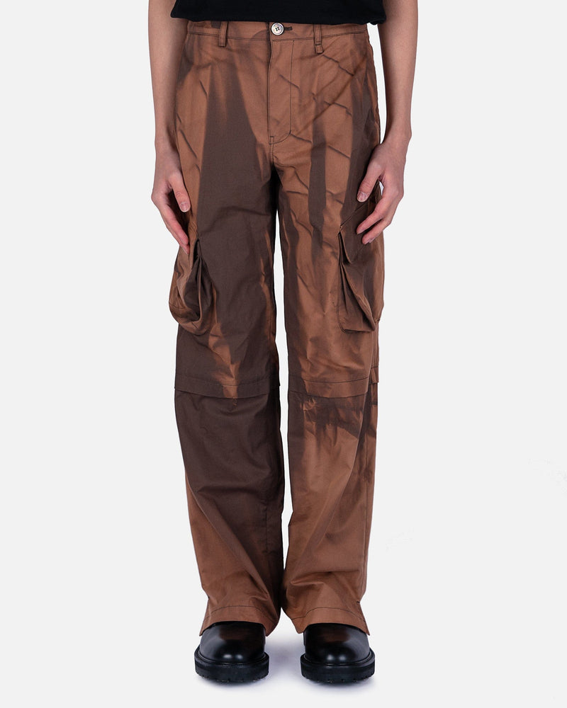 JiyongKim Men's Pants Sun-Bleached 3D Pocket Layered Trousers in Brown