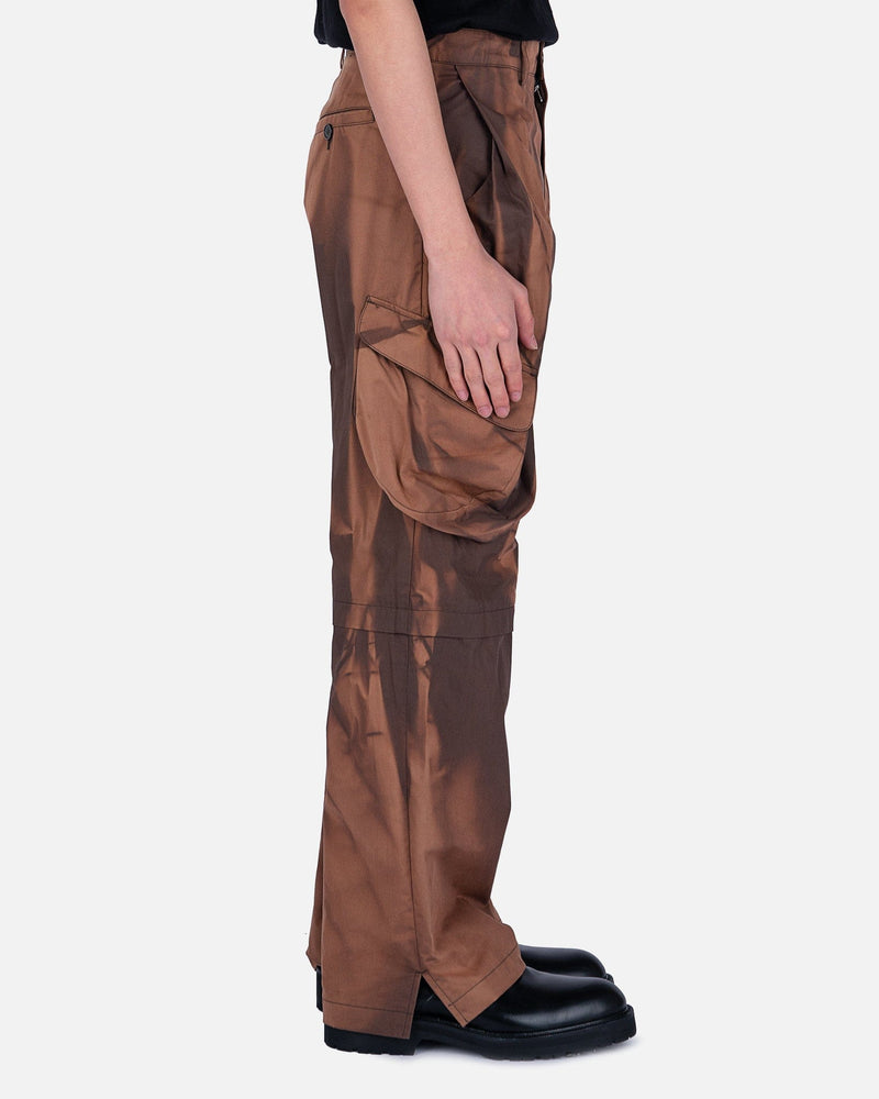 JiyongKim Men's Pants Sun-Bleached 3D Pocket Layered Trousers in Brown