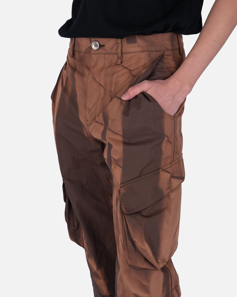 JiyongKim Men's Pants Sun-Bleached 3D Pocket Layered Trousers in Brown