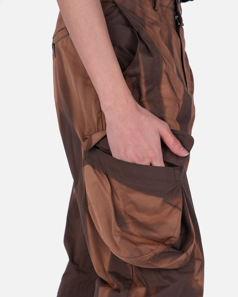 JiyongKim Men's Pants Sun-Bleached 3D Pocket Layered Trousers in Brown
