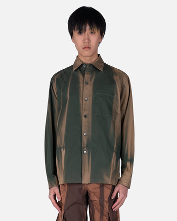 JiyongKim Men's Shirts Sun-Bleached Cotton Shirt in Green