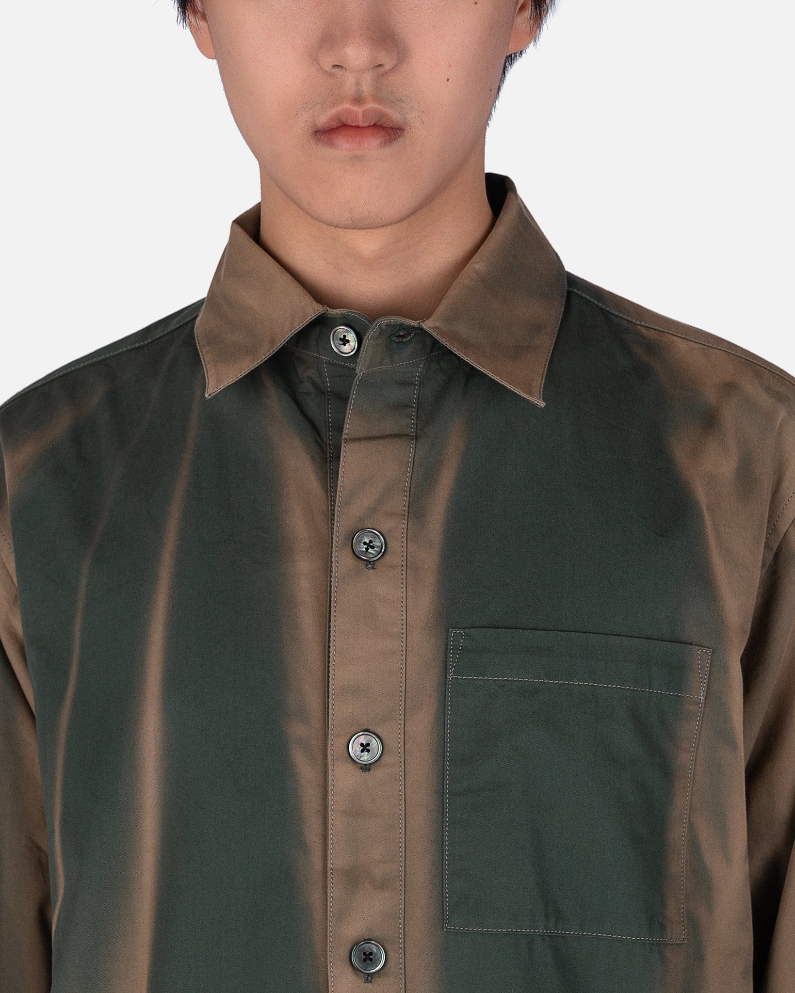 JiyongKim Men's Shirts Sun-Bleached Cotton Shirt in Green