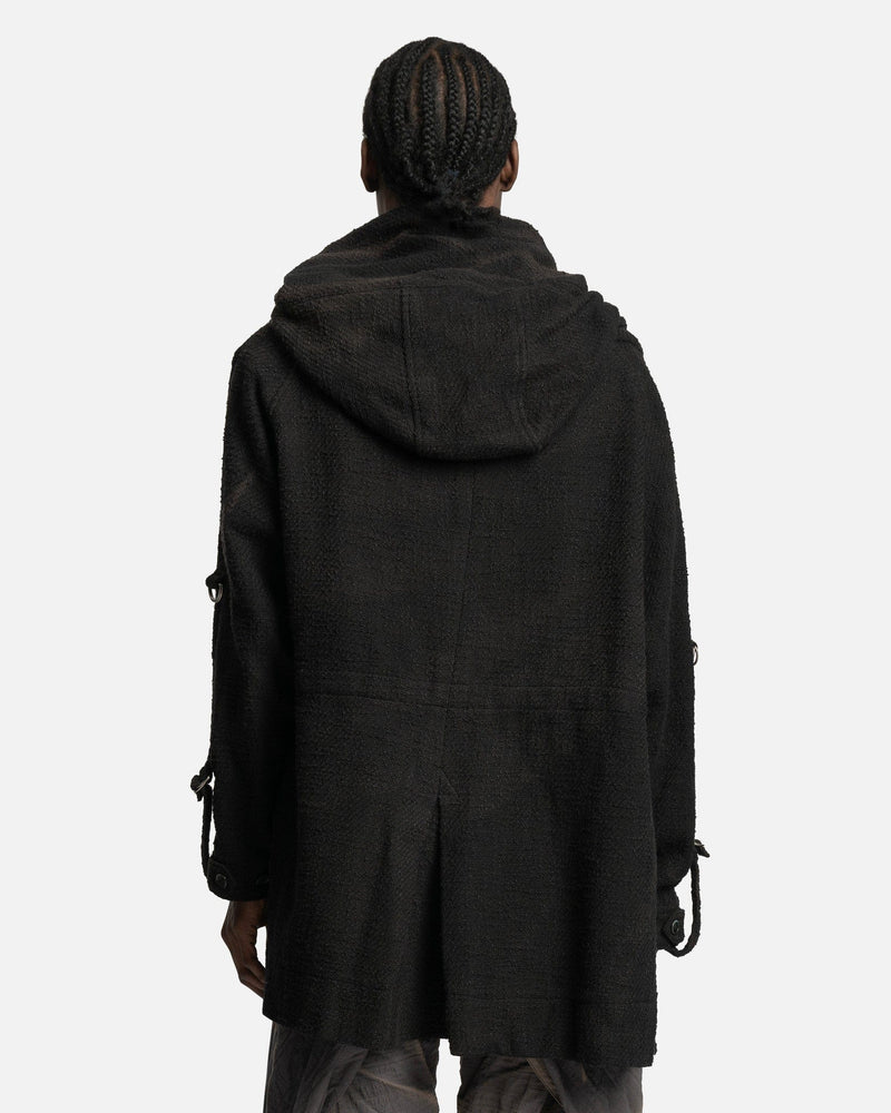 JiyongKim Men's Coat Sun-Bleached Double Breasted Coat in Black