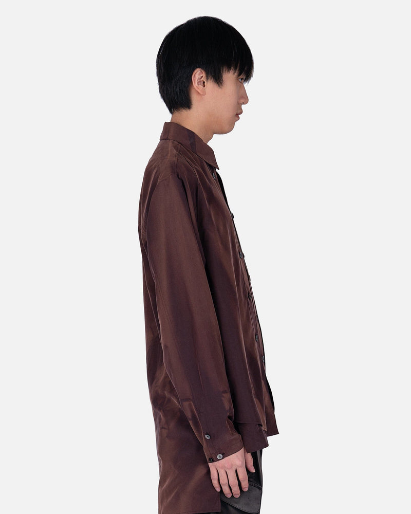 JiyongKim Men's Shirts Sun-Bleached Layered Button Detail Shirt in Brown