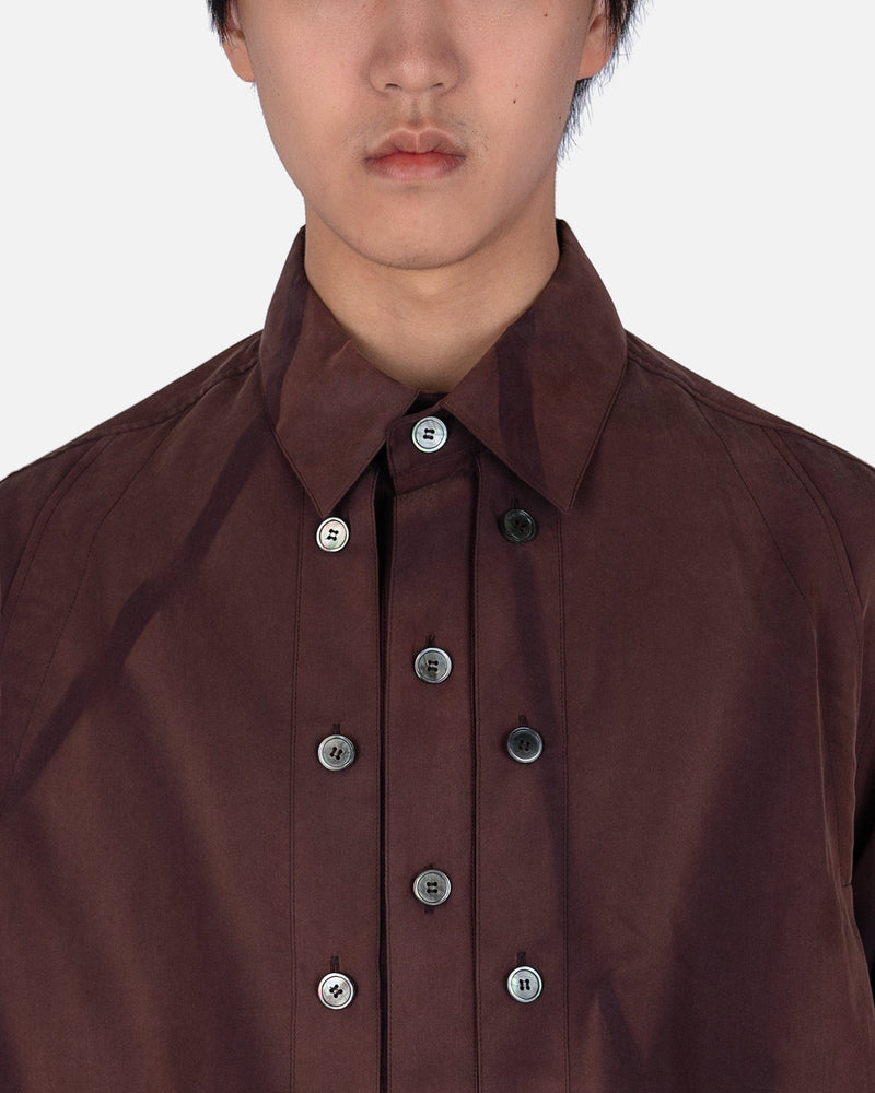 JiyongKim Men's Shirts Sun-Bleached Layered Button Detail Shirt in Brown