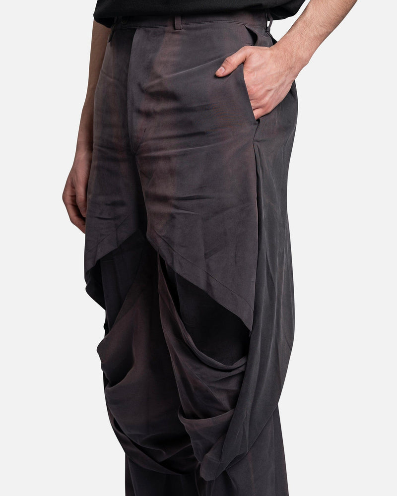 JiyongKim Men's Pants Sun-Bleached Layered Drape Trousers in Black