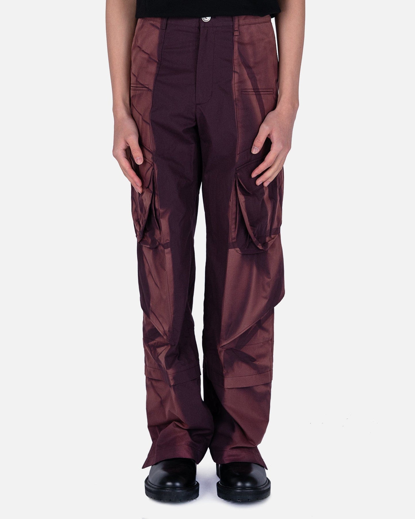 JiyongKim Men's Pants Sun-Bleached Multi Pocket Trousers in Purple