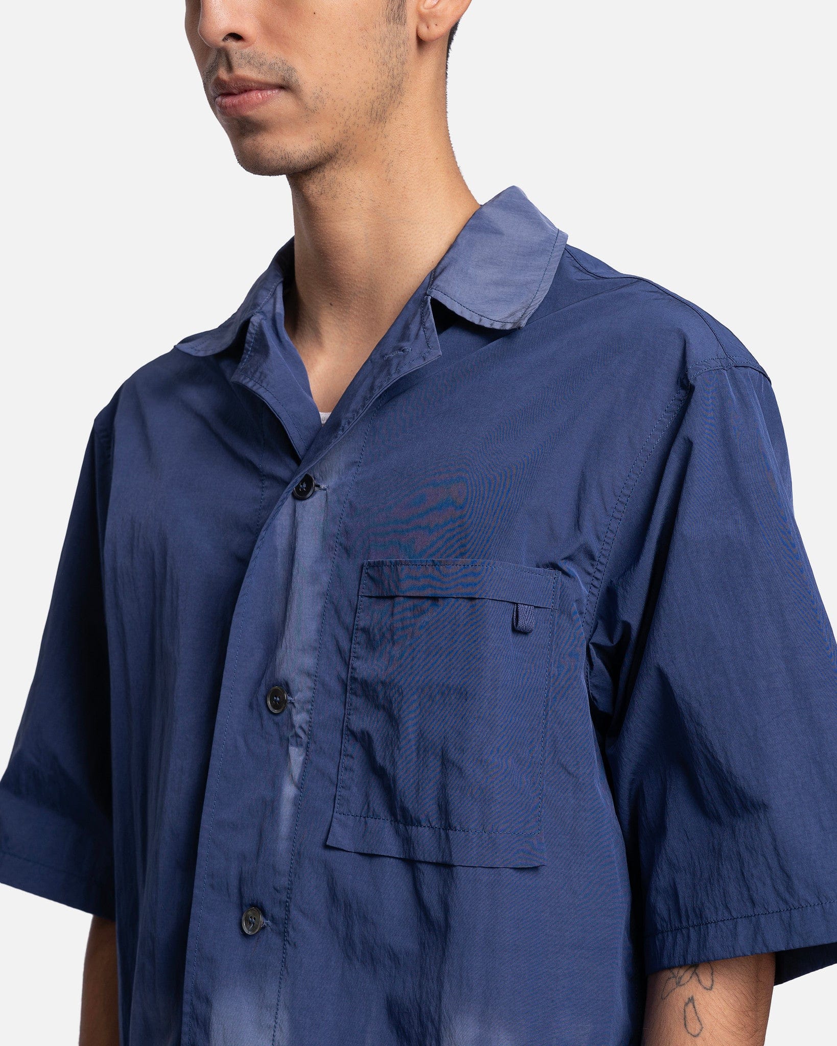 JiyongKim Men's Shirts Sun-Bleached Tailored Collar Shirt in Blue