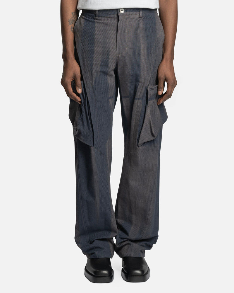 JiyongKim Men's Pants Sun-Bleached Twisted Trousers in Navy