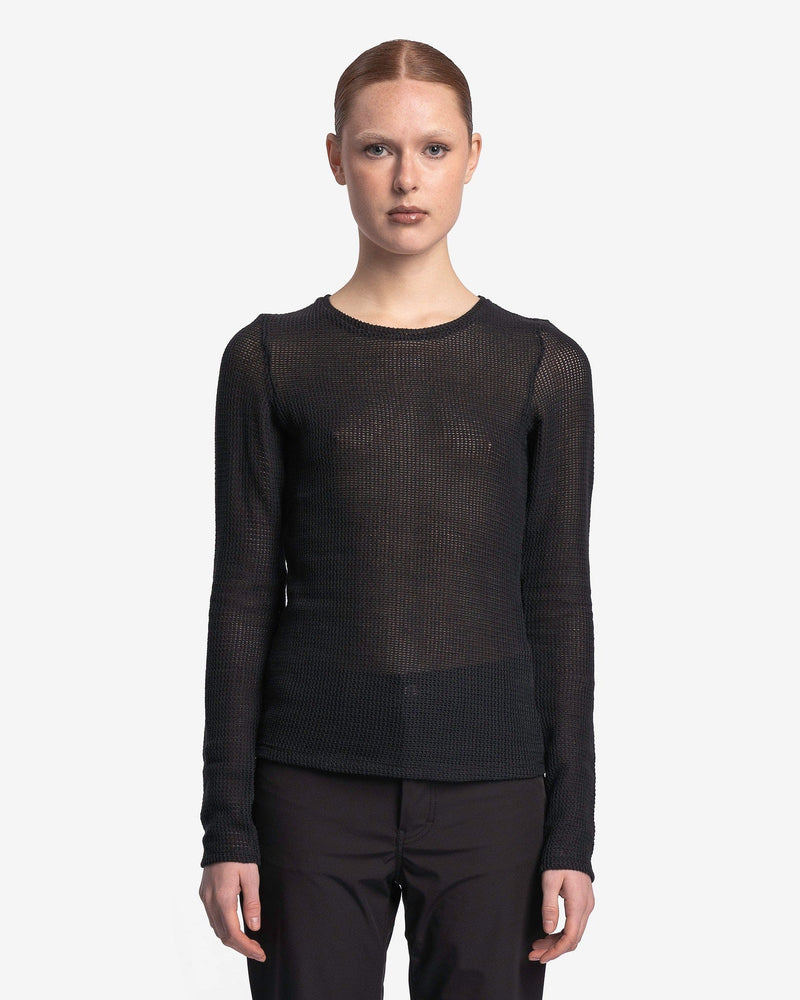 Our Legacy Women Tops Super Slim Long Sleeve in Black Rustic Mesh