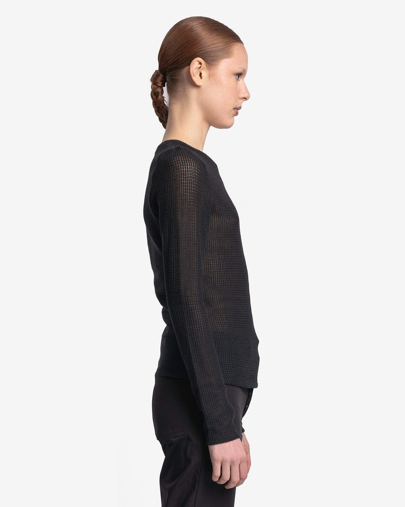 Our Legacy Women Tops Super Slim Long Sleeve in Black Rustic Mesh