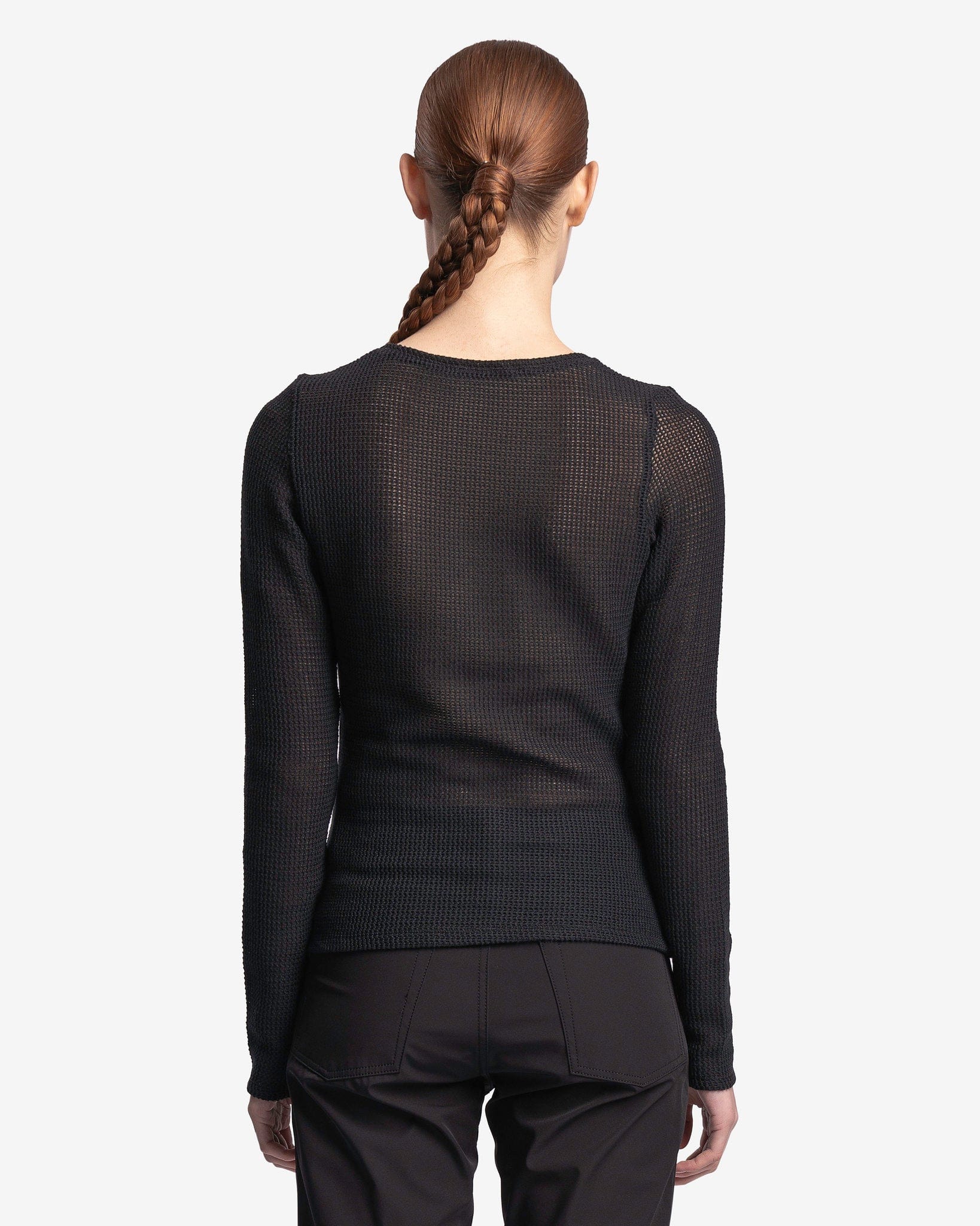 Our Legacy Women Tops Super Slim Long Sleeve in Black Rustic Mesh