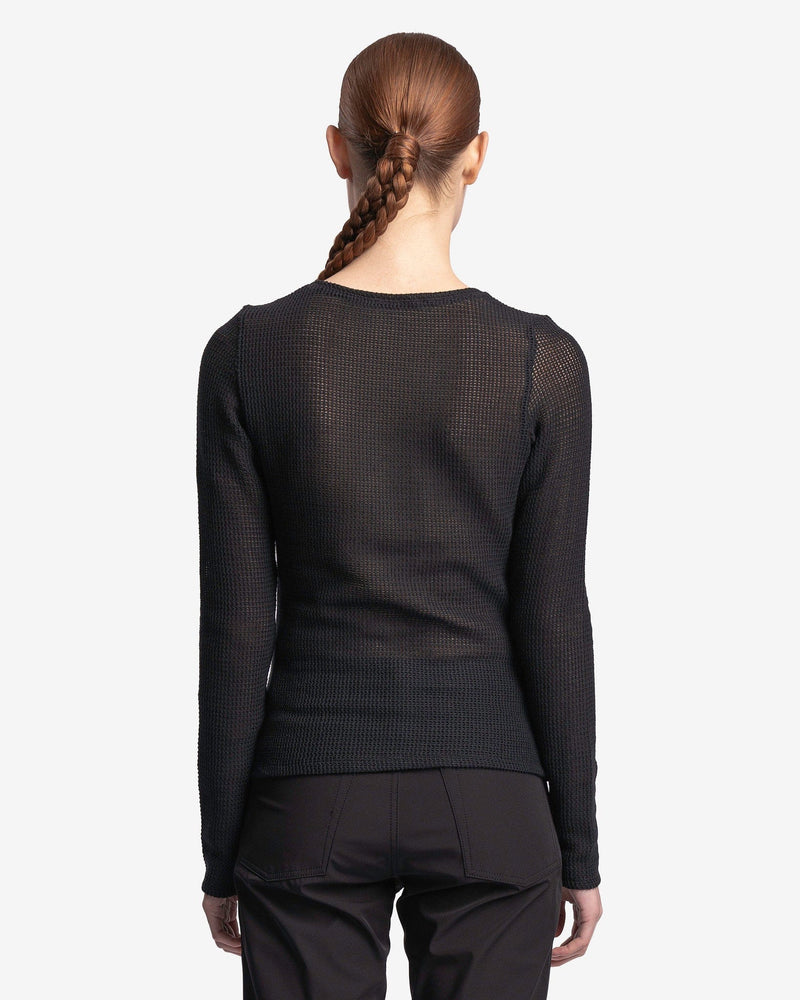Our Legacy Women Tops Super Slim Long Sleeve in Black Rustic Mesh