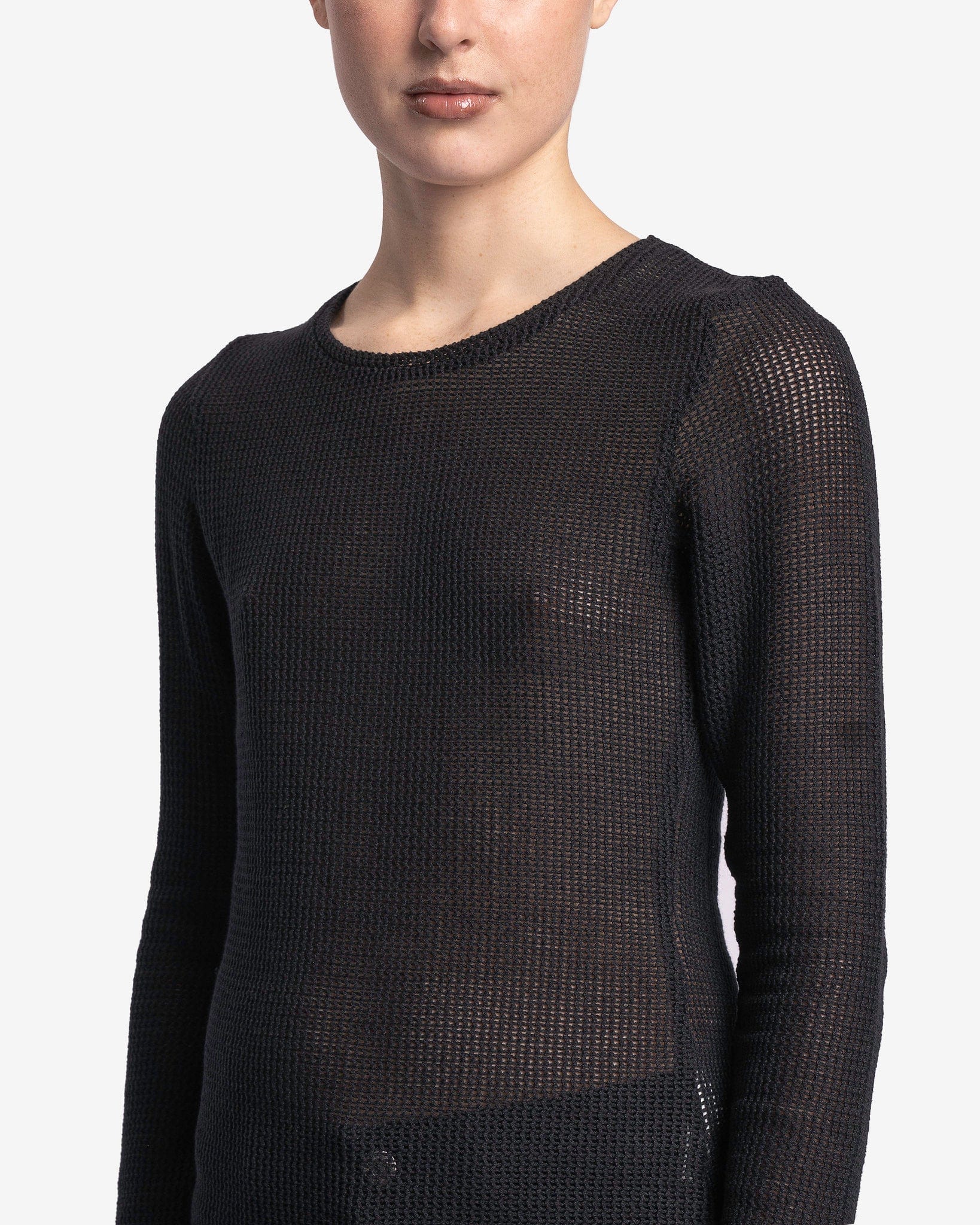 Our Legacy Women Tops Super Slim Long Sleeve in Black Rustic Mesh