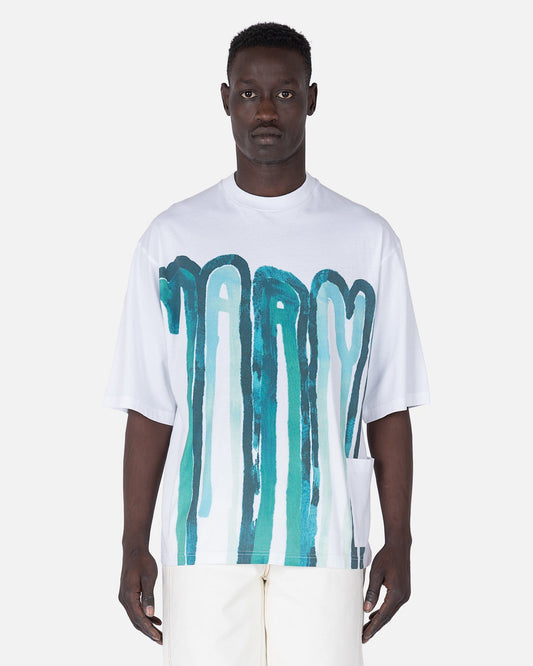 Marni Men's T-Shirts SVRN Exclusive Dripping Logo T-Shirt in Emerald