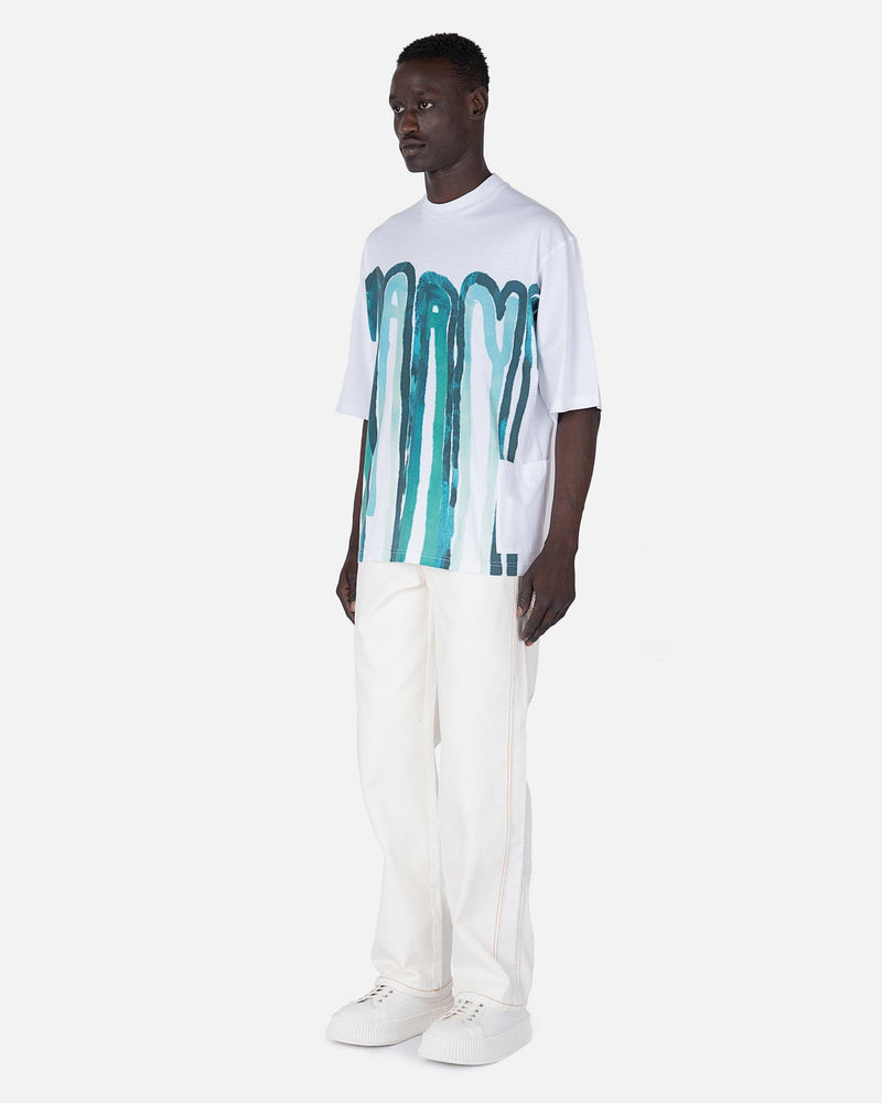 Marni Men's T-Shirts SVRN Exclusive Dripping Logo T-Shirt in Emerald