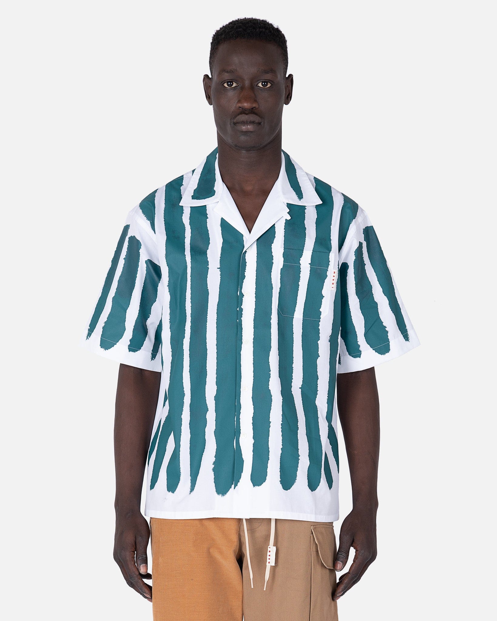 Marni Men's Shirts SVRN Exclusive Watercolor Stripe Shirt in Emerald