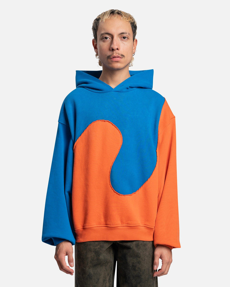 ERL Men's Sweatshirts Unisex Swirl Fleece Hoodie Jersey in Blue/Orange
