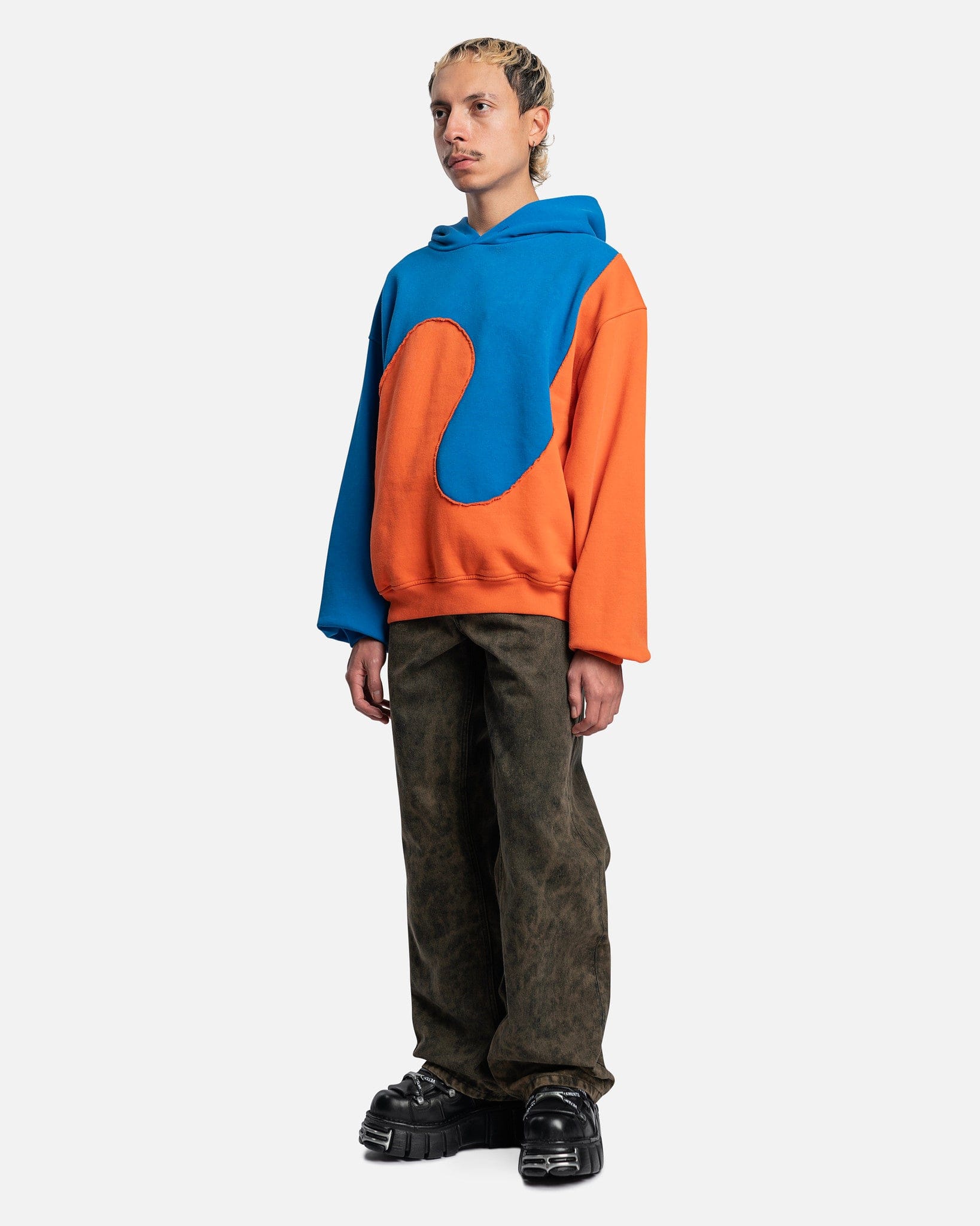 ERL Men's Sweatshirts Unisex Swirl Fleece Hoodie Jersey in Blue/Orange