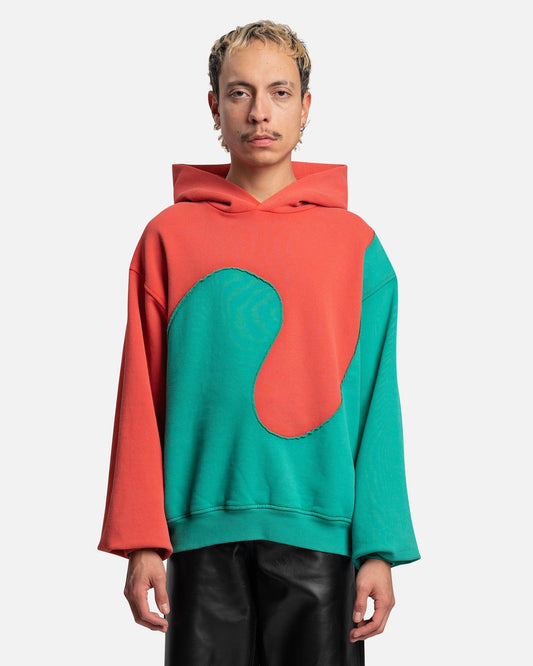 ERL Men's Sweatshirts Swirl Fleece Hoodie Jersey in Red/Green