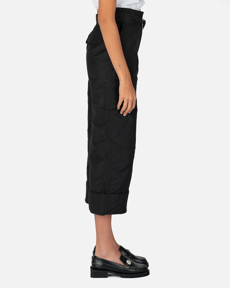 Ganni Women Pants Tafetta Belted Wide Leg Trousers in Black