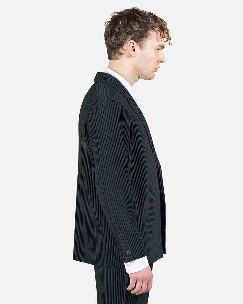 Homme Plissé Issey Miyake Men's Jackets Tailored Pleated Blazer in Black