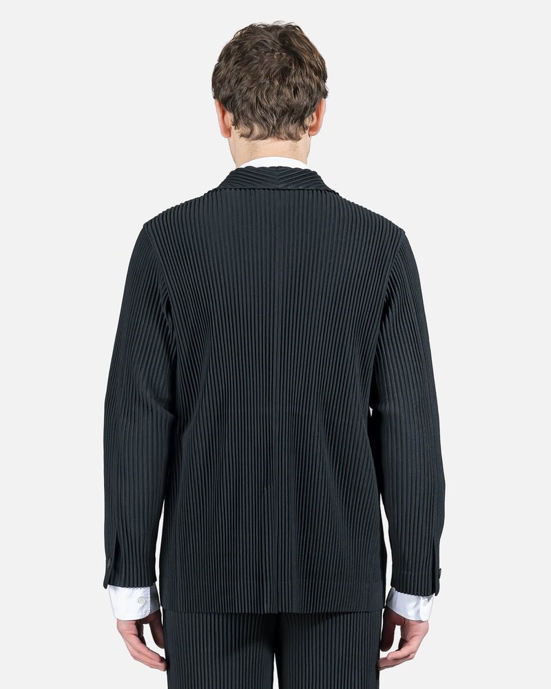 Homme Plissé Issey Miyake Men's Jackets Tailored Pleated Blazer in Black