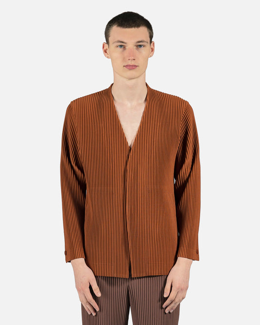 Homme Plissé Issey Miyake Men's Jackets Tailored Pleats Blazer in Orange