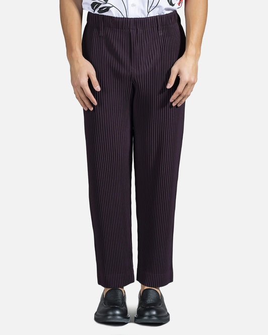 Homme Plissé Issey Miyake Men's Pants Tailored Straight Pleated Trousers in Bordeaux
