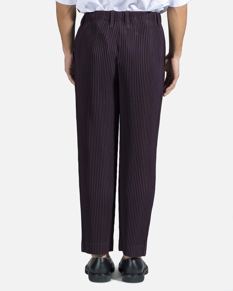 Homme Plissé Issey Miyake Men's Pants Tailored Straight Pleated Trousers in Bordeaux