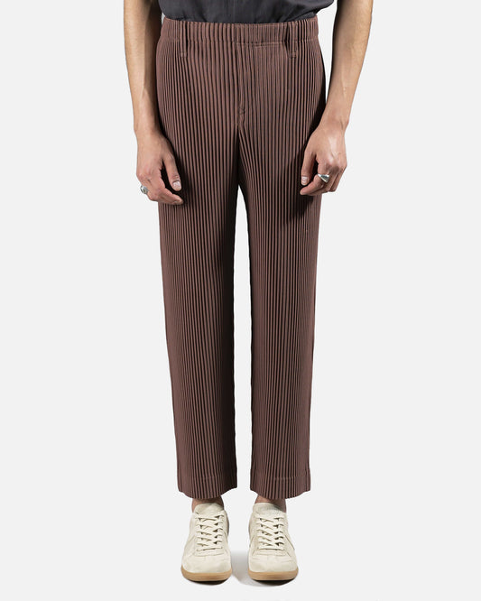 Homme Plissé Issey Miyake Men's Pants Tailored Straight Pleated Trousers in Brown