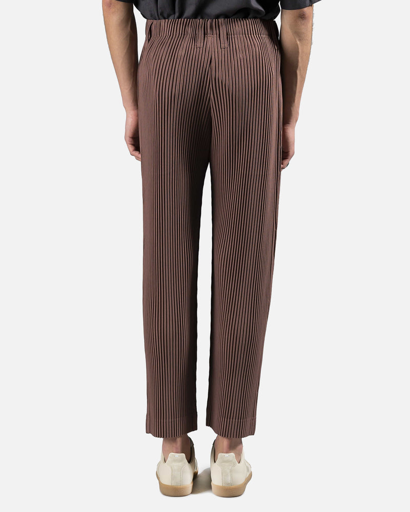 Homme Plissé Issey Miyake Men's Pants Tailored Straight Pleated Trousers in Brown