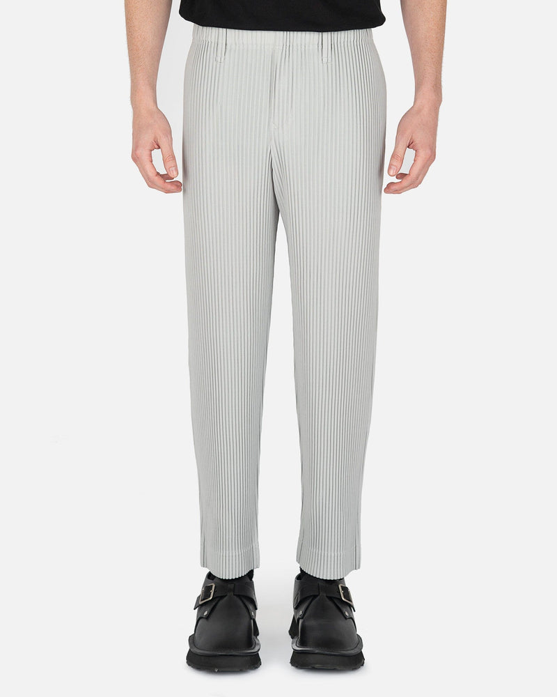 Homme Plissé Issey Miyake Men's Pants Tailored Straight Pleated Trousers in Grey