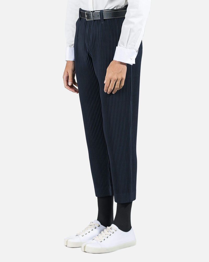 Homme Plissé Issey Miyake Men's Pants Tailored Straight Pleated Trousers in Navy