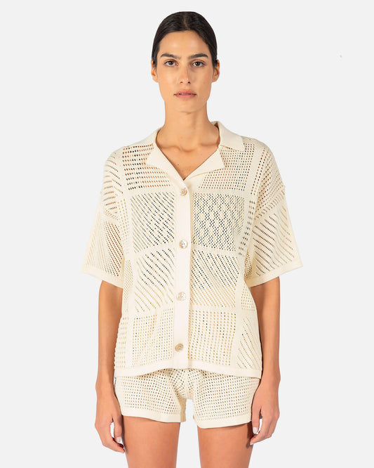 Nanushka Women Tops Talissa Textured Shirt in Creme