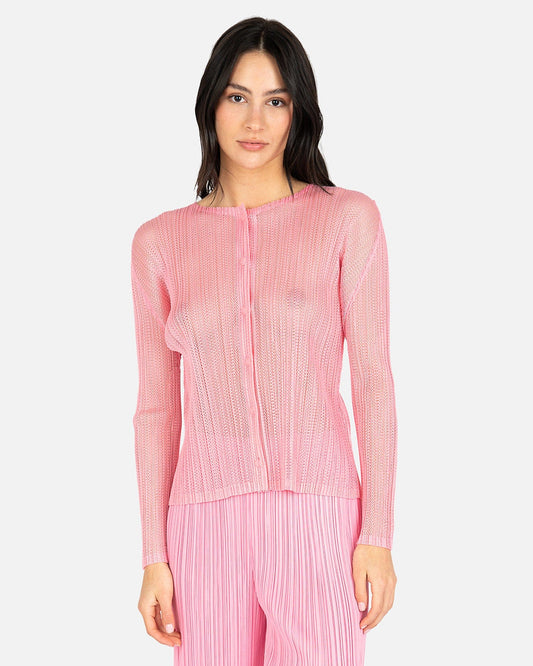 Pleats Please Issey Miyake Women Tops Tatami March Cardigan in Pink