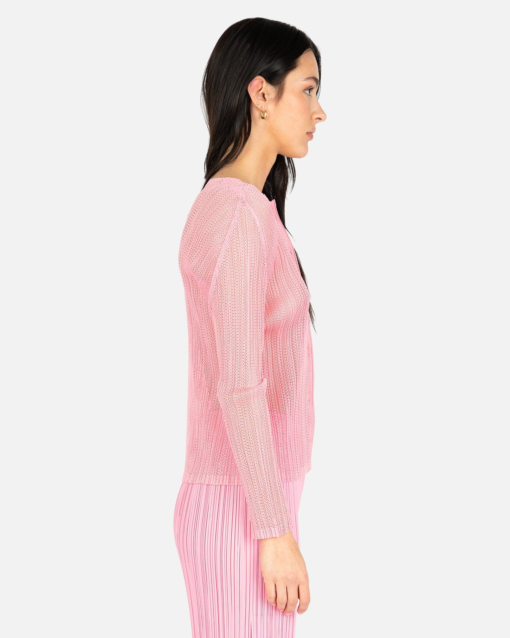 Pleats Please Issey Miyake Women Tops Tatami March Cardigan in Pink
