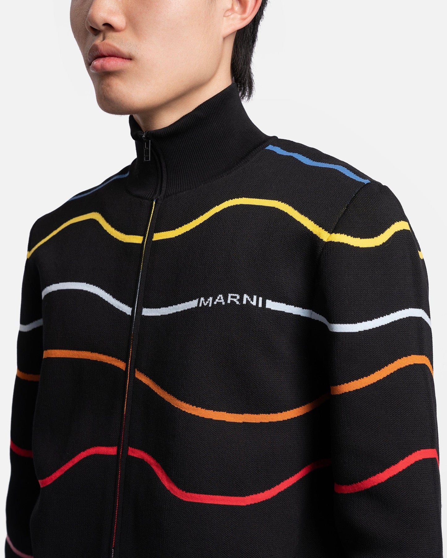 Marni Men's Sweater Techno Cotton Rainbow Cardigan in Multi