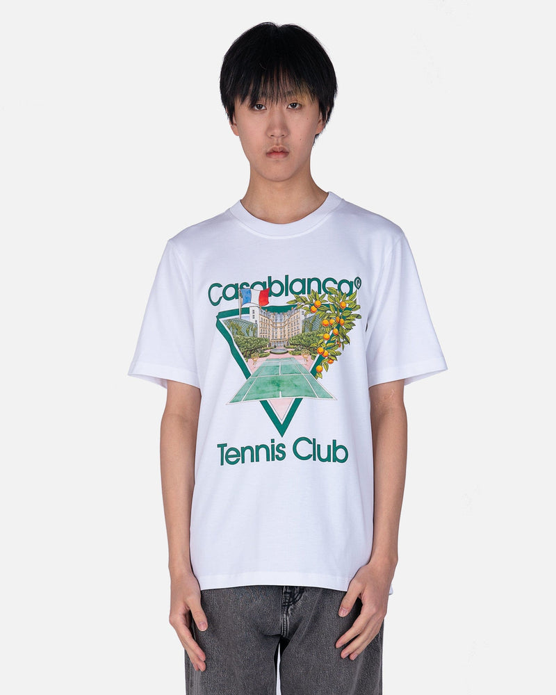 Casablanca Mens T-Shirt Tennis Club Icon Jersey T-Shirt in White