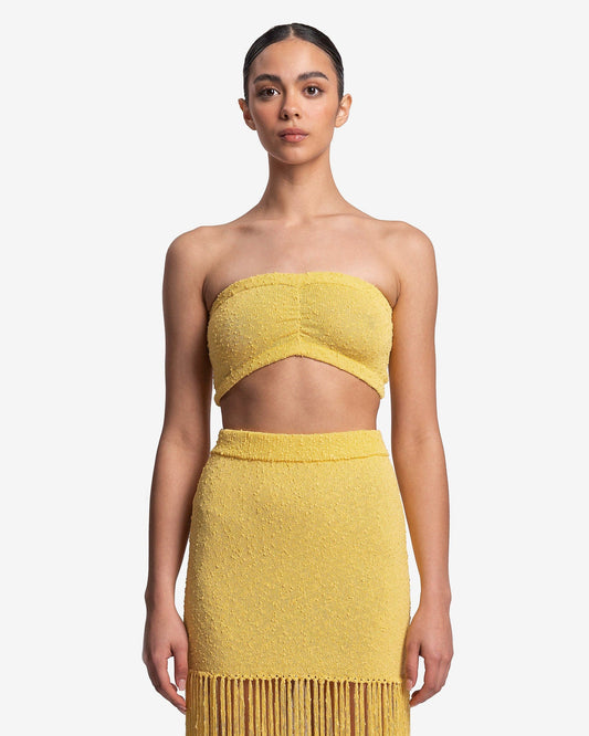 Casablanca Women Tops Textured Bandeau Top in Yellow