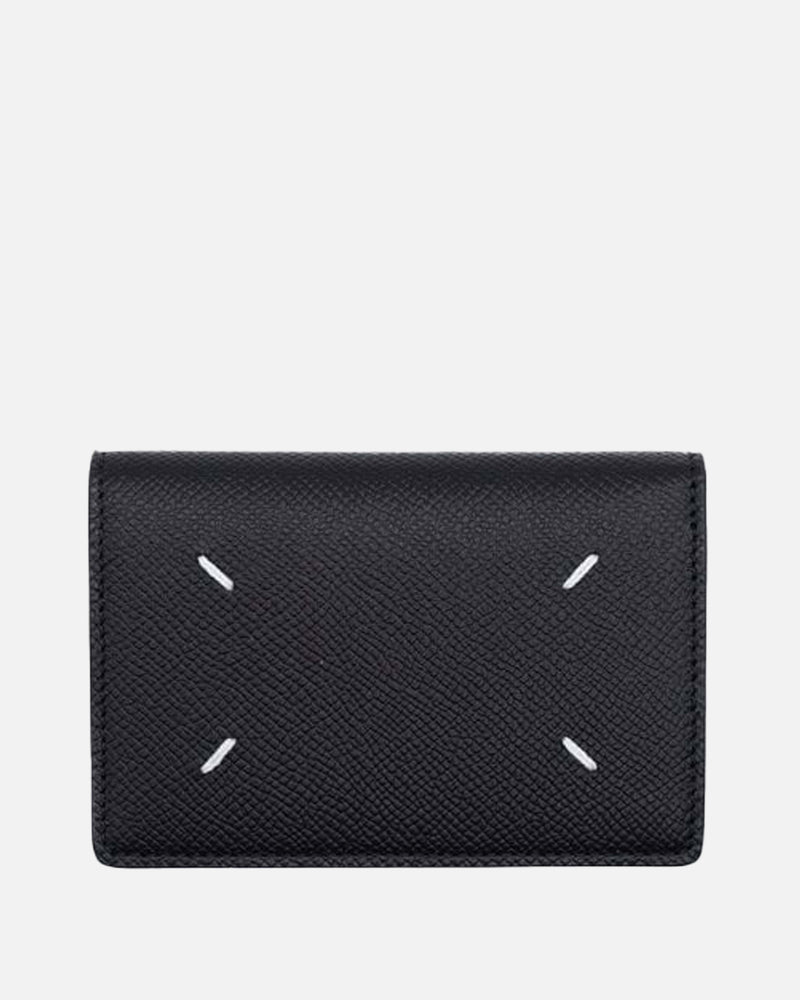 Maison Margiela Leather Goods Textured Leather Cardholder in Black