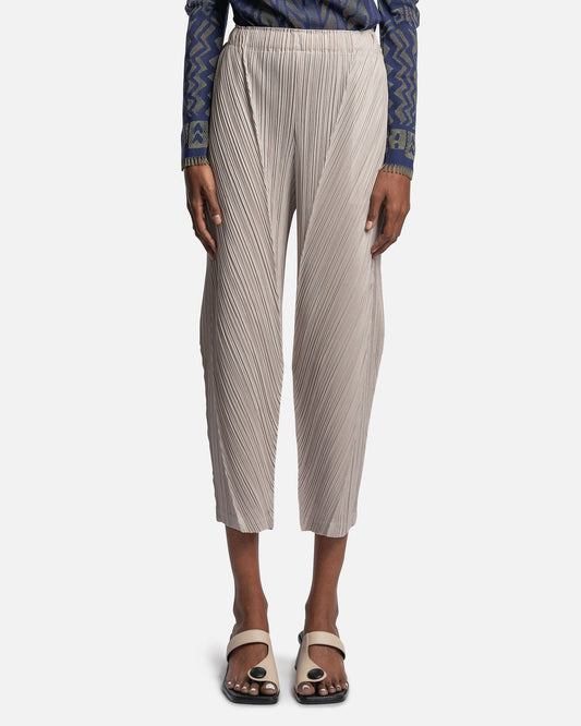 Pleats Please Issey Miyake Women Pants Thicker Bottoms 2 Pants in Grayish Beige