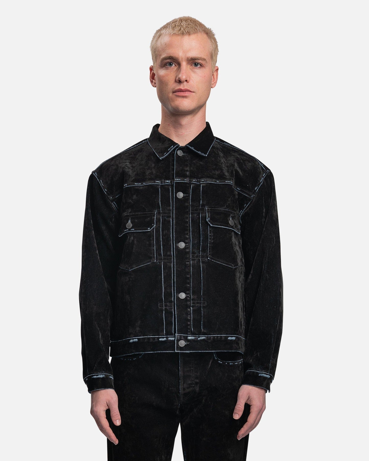 John Elliott Men's Jackets Thumper Jacket Type II Crush Flock in Black