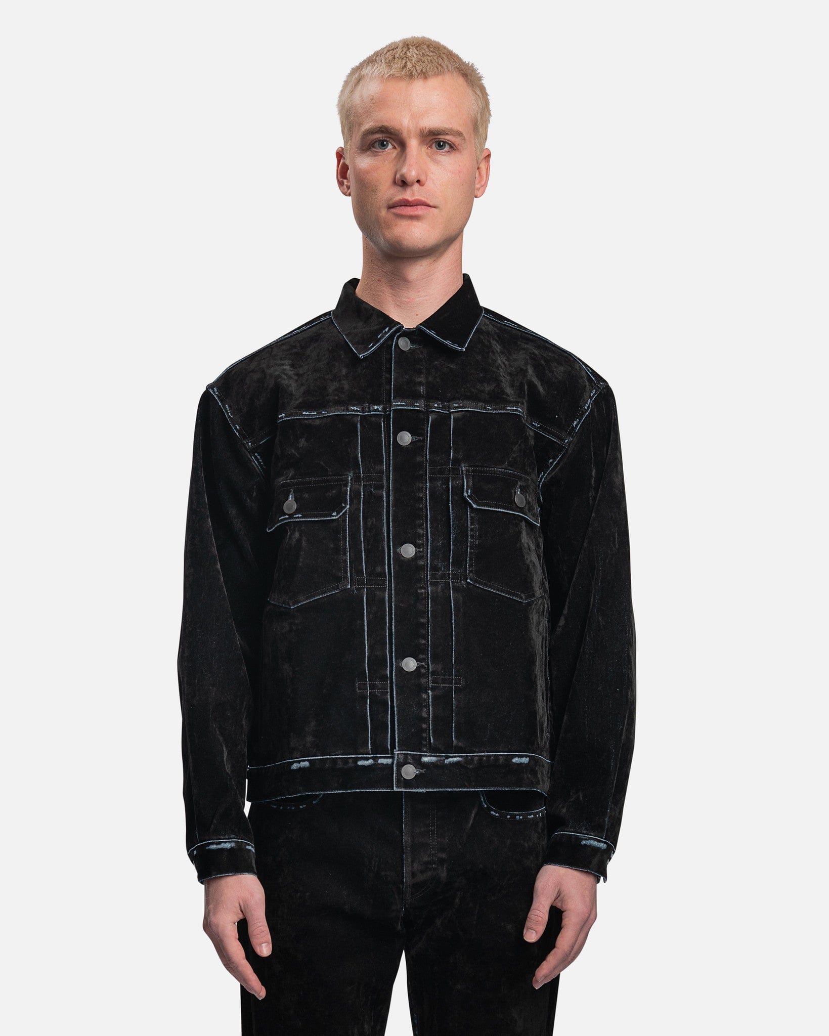 John Elliott Men's Jackets Thumper Jacket Type II Crush Flock in Black