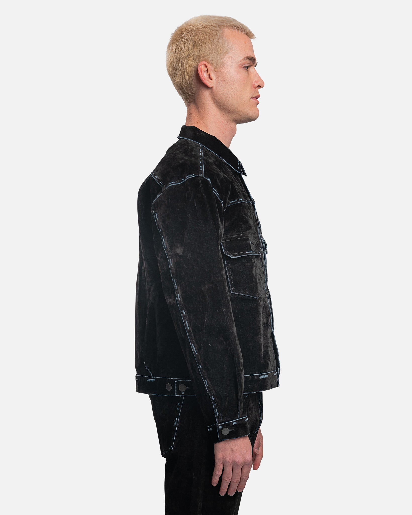 John Elliott Men's Jackets Thumper Jacket Type II Crush Flock in Black