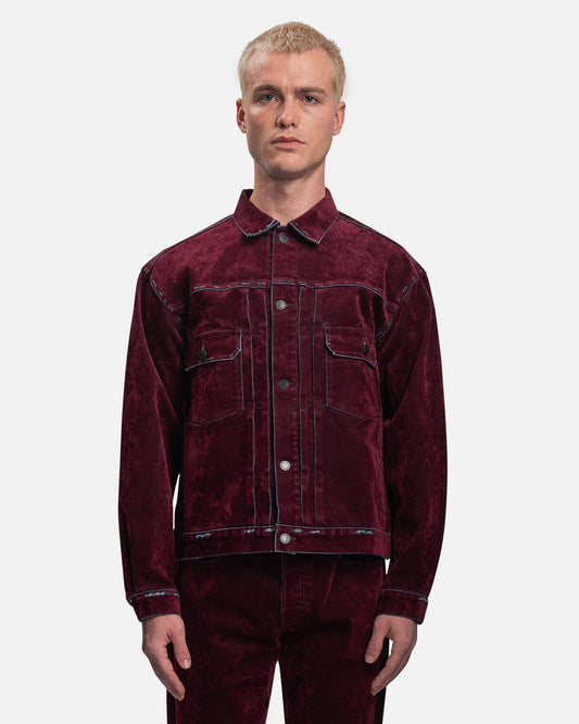 John Elliott Men's Jackets Thumper Jacket Type II Crush Flock in Burgundy